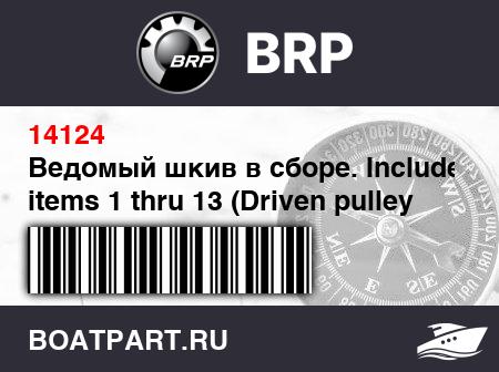 Изображение товара Ведомый шкив в сборе. Includes items 1 thru 13 (Driven pulley assy. Includes items 1 thru 13)