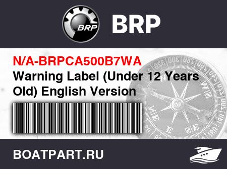 Изображение товара Warning Label (Under 12 Years Old) English Version