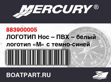 Изображение товара ЛОГОТИП Нос – ПВХ – белый логотип «M» с темно-синей волной на темно-сером фоне