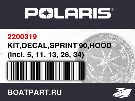 Изображение товара KIT,DECAL,SPRINT'90,HOOD (Incl. 5, 11, 13, 26, 34) (SPRINT ES)