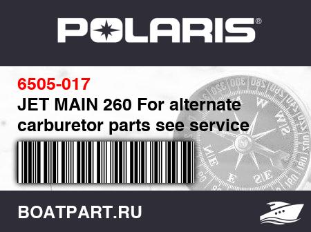 Изображение товара JET MAIN 260 For alternate carburetor parts see service literature.