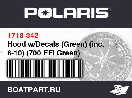 Изображение товара Hood w/Decals (Green) (inc. 6-10) (700 EFI Green)