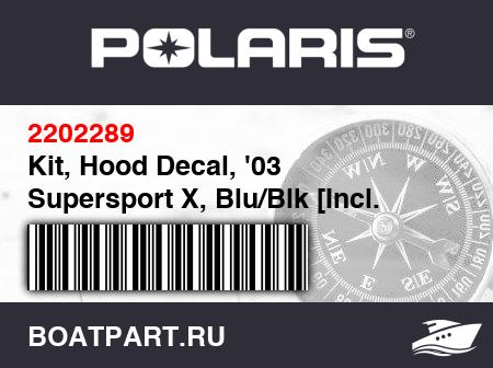 Изображение товара Kit, Hood Decal, '03 Supersport X, Blu/Blk [Incl. 1,2,3,7,9,12,13]