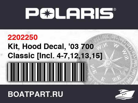 Изображение товара Kit, Hood Decal, '03 700 Classic [Incl. 4-7,12,13,15]