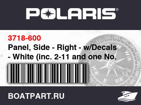 Изображение товара Panel, Side - Right - w/Decals - White (inc. 2-11 and one No. 12)