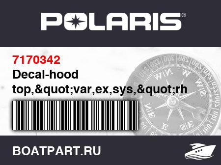 Изображение товара Decal-hood top,&quot;var,ex,sys,&quot;rh