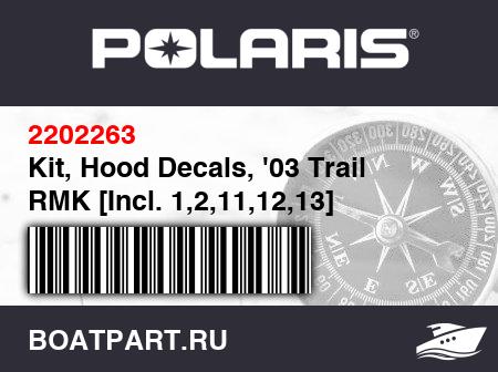 Изображение товара Kit, Hood Decals, '03 Trail RMK [Incl. 1,2,11,12,13]