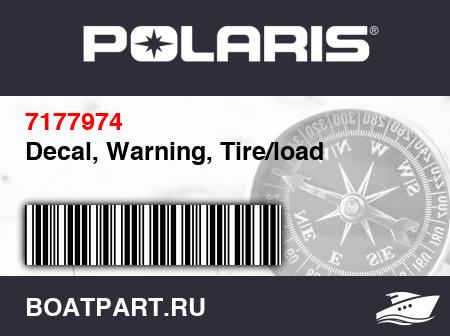 Изображение товара Decal, Warning, Tire/load