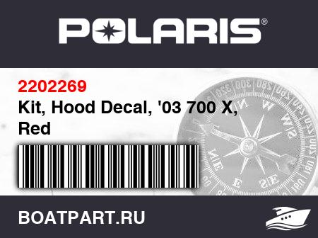 Изображение товара Kit, Hood Decal, '03 700 X, Red