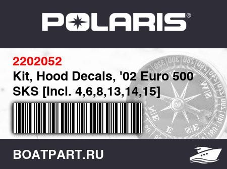 Изображение товара Kit, Hood Decals, '02 Euro 500 SKS [Incl. 4,6,8,13,14,15]