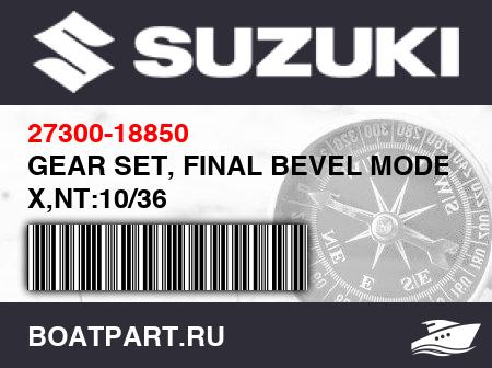 Изображение товара GEAR SET, FINAL BEVEL MODEL X,NT:10/36